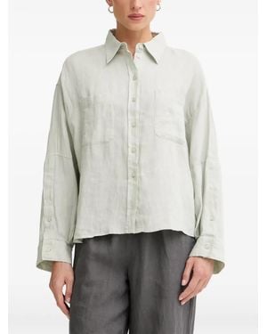 Benetton Linen Button-Up Shirt - White