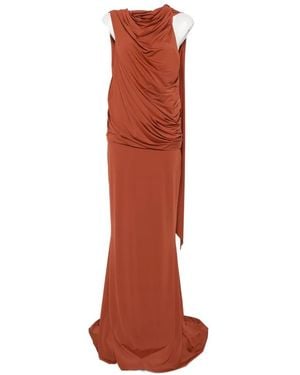 De La Vali Lurna Draped Jersey Maxi Dress - Brown