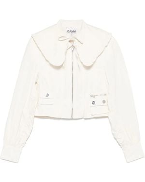 Ganni Poplin Jacket - White