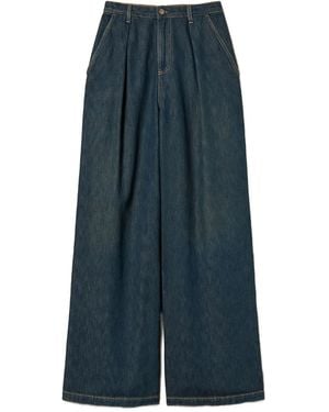 Twinset Jean À Détails Plissés - Blue