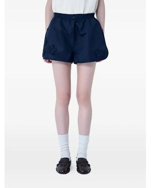 Cecilie Bahnsen Floral-Embroidery Shorts - Blue