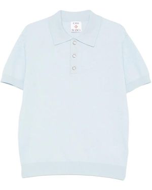 CASABLANCA Pointelle Monogram Polo - Blue