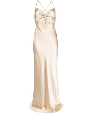 Michelle Mason Twisted-Bodice Silk Gown - Natural