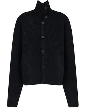 Tonywack Ribbed-Knit High-Neck Jacket - Black