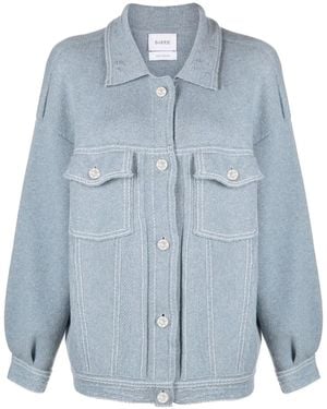Barrie Contrast-Stitching Denim-Effect Jacket - Blue