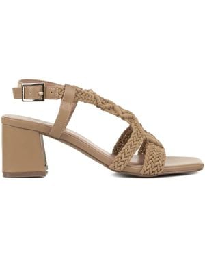 Bibi Lou Braided-Leather Block-Heel Sandals - Brown