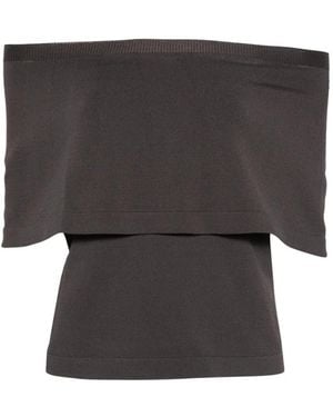 Liviana Conti Crystal Layered Strapless Top - Grey
