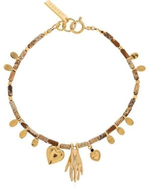 Isabel Marant Stone-Bead Charm-Detail Bracelet - Metallic