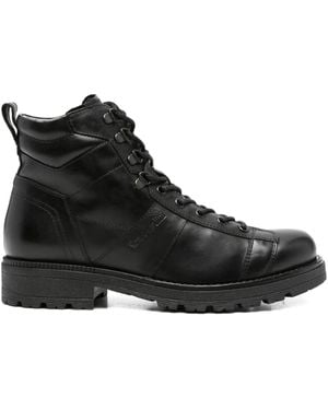 Nero Giardini Lace-Up Leather Boots - Black