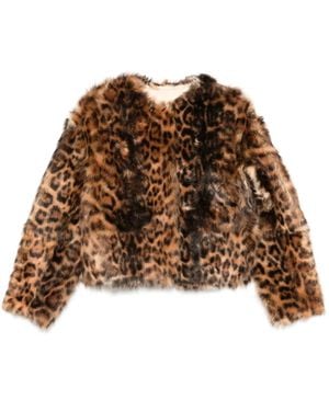 Yves Salomon Leopard-Pattern Jacket - Brown