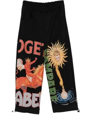 PDF Pantalones De Chándal Con Estampado Gráfico - Negro