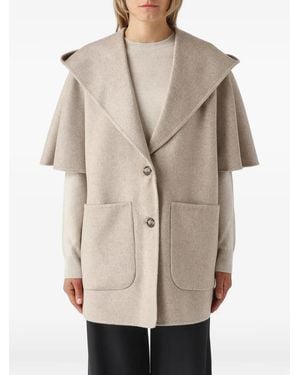 Max Mara Cashmere-Drap Hooded Cape - Natural