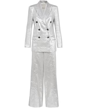 Brunello Cucinelli Metallic Linen-Blend Suit - Gray