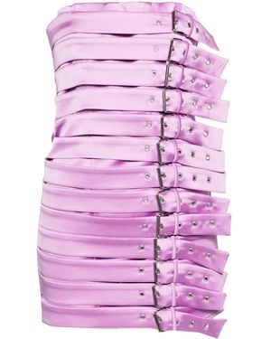 GIUSEPPE DI MORABITO Decorative Buckle-Detail Satin Dress - Pink