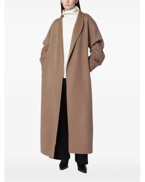 Almada Label Mara Belted Shawl-Collar Coat - Natural