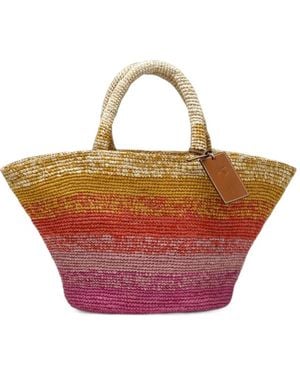 Manebí Sunset Glow Panier Raffia Tote Bag - Pink