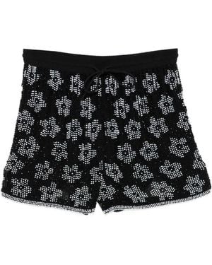 Ashish Floral Sequin Shorts - Black