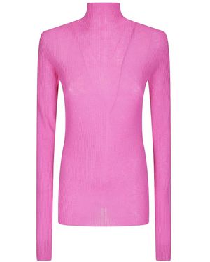 MATIERES FECALES Ribbed-Knit Turtleneck Sweater - Pink