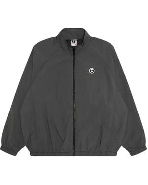 Aape By A Bathing Ape Mock-Neck Logo-Patch Jacket - Gray