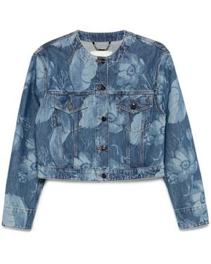Fendi Printed Denim Jacket - Blue