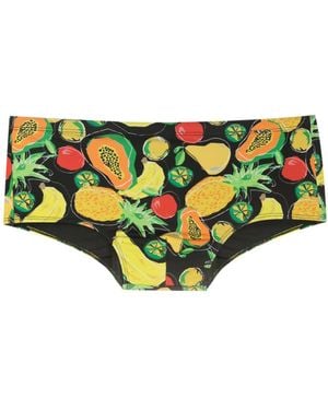 Amir Slama Fruit-Print Swim Trunks - Yellow