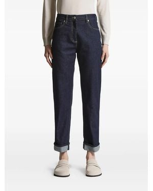 Peserico Cuffed Five-Pocket Denim Jeans - Blue