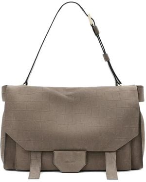 AllSaints Sac Porté Épaule À Effet Peau De Crocodile - Gris