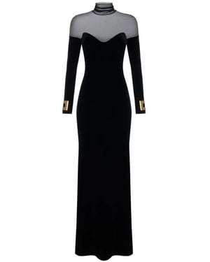 Elisabetta Franchi Kleid Mit Rotem Teppich Aus Samt Und Tüll - Schwarz