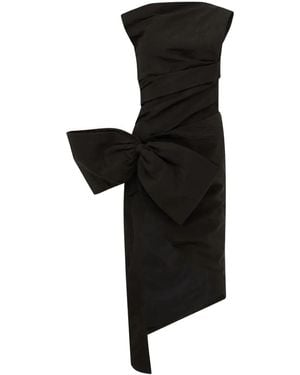 David Koma Bow Ruched Asymmetric Dress - Black