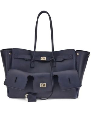 Balenciaga Medium Bel Air Leather Shoulder Bag - Blue