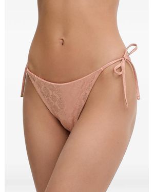 Guess Printed Logo Bikini Bottoms - Brown