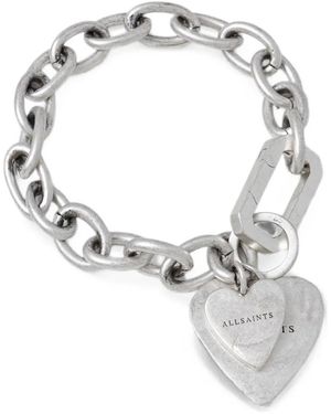 AllSaints Heart-Pendant Chain Bracelet - White