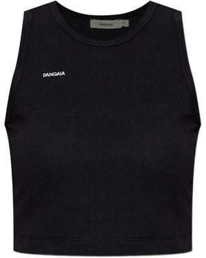 PANGAIA Logo-Print Cropped Top - Black