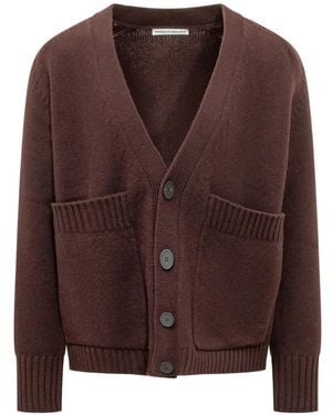 Studio Nicholson V-Neck Patch-Pocket Cardigan - Brown