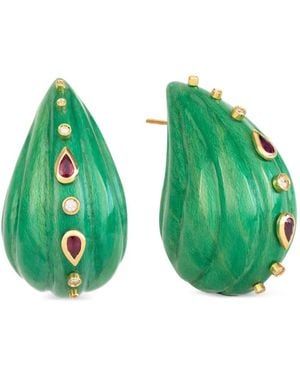 Silvia Furmanovich Diamond And Ruby Earrings - Green