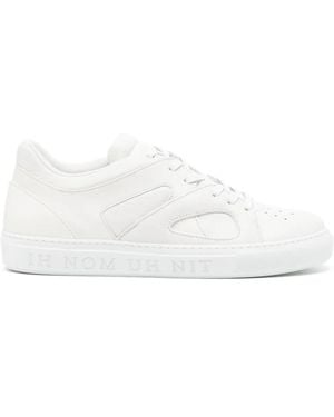 ih nom uh nit Panelled Lace-Up Leather Trainers - White