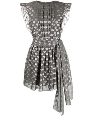 Alberta Ferretti Heart-Print Flared Minidress - Black
