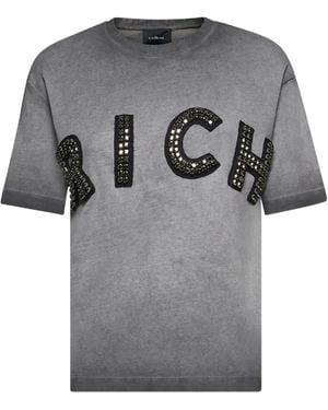 John Richmond Embellished Logo T-Shirt - Gray