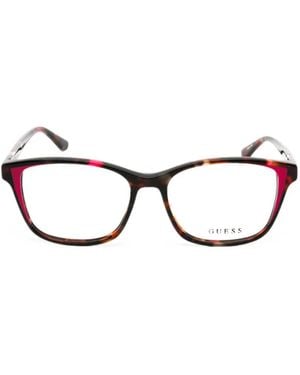 Guess Rectangle-Frame Glasses - Brown