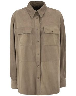 Brunello Cucinelli Patch Pocket Suede Overshirt - Natural
