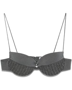 Alex Perry Pinstripe Bra Top - Gray