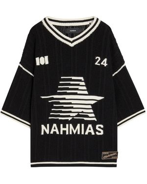 NAHMIAS V-Neck Graphic Jersey - Black