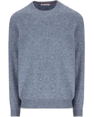 Brunello Cucinelli Jersey de punto de canalé con efecto moteado - Azul