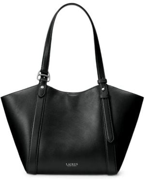 Ralph Lauren Sac Cabas En Cuir À Logo Imprimé - Black