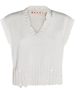 Marni Haut À Col V Effet Usé - White