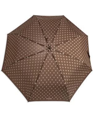 Moschino Monogram-Print Folding Umbrella - Brown