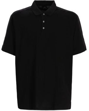 ARMANI EXCHANGE Panelled Cotton Polo Shirt - Black