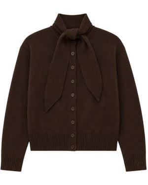 Chinti & Parker Tie-Neck Button-Up Cardigan - Brown