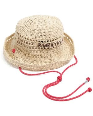Bimba Y Lola Logo-Embroidered Raffia Hat - White