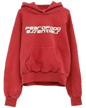 Fear Of God Logo-Print Hoodie - Red
